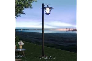 Timisea 150CM Solar Lamp Post Light - 1Pack, Outdoor Solar Lighting, Aluminum Classic Black Light Pole, Waterproof for Driveway, Patio, Garden, Lawn, Backyard, Pathway