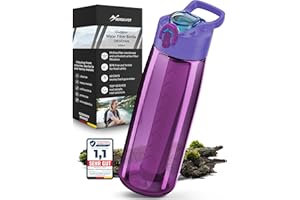 BERGKVIST® Gourde filtrante d'eau extérieure OBSIDIAN (650ml) - Bouteille filtrante pour une eau potable propre - Traitement de l'eau pour l'équipement de camping et de survie - rose