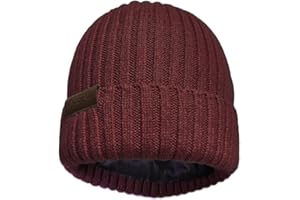 ineepor Beanie Hat Men Women Merino Wool Beanies Hat Unisex Wooly Winter Hat Double Layer Knit Cuffed Fleece Lined Skullies Caps Warm Soft Stretch Regular Big Head