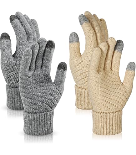 TAGVO Guanti Invernali Touch Screen In Maglia Cashmere - Termici, Elastici, Unisex Per Corsa, Sci, Ciclismo, Taglia Unica - 2