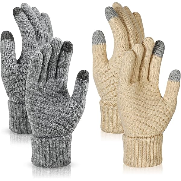 Lot De 4 Paires De Gants D'hiver Tactiles Pour Femme - Doublure Polaire, écran Tactile, Poignets élastiques