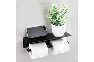 Wopeite Portarrollos para Papel Higiénico Sin Taladro Doble Portarrollos Baño Diferentes Expectativas para el Papel Higiénico Negro