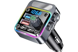 Gizmovine Trasmettitore FM Bluetooth per Auto,5.3 Adattatore Bluetooth Auto,Auto Rafforzamento del Basso,Caricatore Auto Accendisigari PD 36W QC 18W,Microfoni Riduzione del Rumore