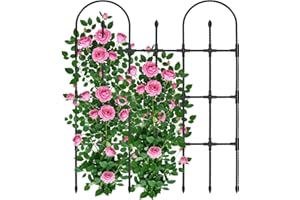 MQHUAYU Rankgitter Metall,Garten Rankgitter Set 120 x97cm，Rankhilfe für Kletterpflanzen,dekorative Gartenzaun Metallzaun Gartenspalier Rankspalier für Blumen Gemüse, Gartendeko Schwarz