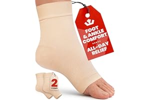 KEMFORD Ankle Support Compression Socks – Plantar Fasciitis & Achilles Tendonitis Relief Sleeves for Foot Pain & Swelling – 1 Pair, Beige, L