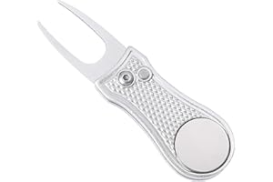 Mile High Life All Metal Foldable Golf Divot Tool with Pop-up Button & Magnetic Ball Marker (Multi-Colors/Shape)