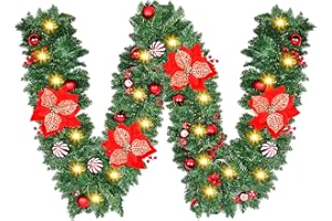 TIMIYOU Weihnachtsgirlande mit Beleuchtung, 270cm Girlande Weihnachten, 30 LED Tannengirlande, Weihnachtsdeko Girlande Batteriebetrieben, Künstlicher Weihnachtsgirlande, Kamin & Draußen, Weihnachtsdekoration
