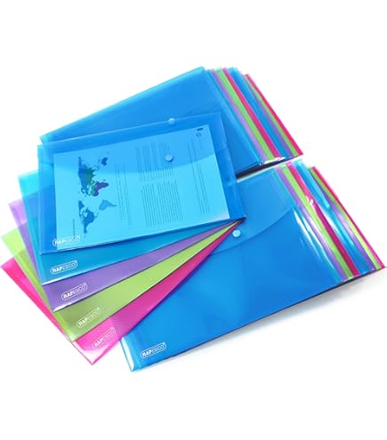 Lot De 5 Pochettes Transparentes A6 Recyclées - 200 Microns, Fermeture Bouton-pression - Format Portrait 180x120 Mm