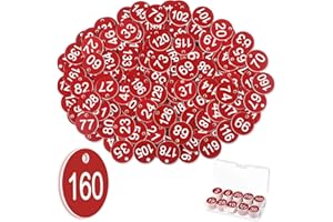 Tenare 1-200 Kunststoff Nummernschilder Nummerierte Gravierte Nummernschilder Bienenstock Etiketten ID Tags mit Loch, ohne Schlüsselringe(Rot)
