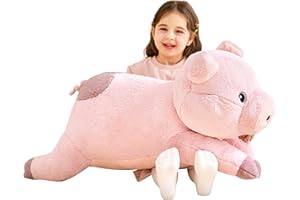 IKASA Peluche Cochon Géant Animal Jouets - Grand Porc Cochonnet Mignon Moelleux Peluche Grosse Douce Animaux de Grande Taille Adorable - Cadeaux pour Les Enfants Filles Garçons (78cm, Rose)