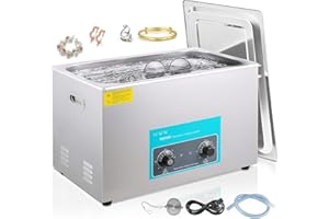 VEVOR Limpiador Ultrasónico 30 L Control de Máquina de Limpieza Ultrasónica con Perilla de Acero Inoxidable 304, con Temporizador Calentador para Joyas, Relojes, Gafas, Instrumentos Dentales