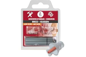 Bouchons d’oreilles bricolage & jardinage ● Atténuation 18dB ● Protection auditive ultra confortable : 2+1 corolles et double filtre ● Hypoallergéniques et réutilisables ● PLIC AUDIO