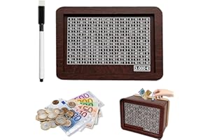 DONGSZQ Tirelire en Bois, Boite a Argent avec Compteur, Tirelire Réutilisable, Tirelire Compteur, Tirelire pour Objectif D'économie avec Marqueur, Tirelire Bois pour Adultes et Enfants (3000€)