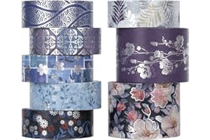 Lychii Washi Tape Set dekoracyjna taśma klejąca Washi Glitter Dekoracyjna taśma samoprzylepna do DIY Crafts Scrapbooking (Ciemny niebieski)