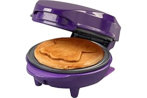 ‎BESTRON Bestron Mini Waffeleisen, Waffeleisen mit Sonderplatte "Geist", Waffelgröße: Ø 10cm, ideale Größe für Kinder, für Geburtstage oder als Geschenk, Backampel & Antihaftbeschichtung, Farbe: Lila