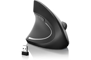 CSL-COMPUTER CSL - Ratón Vertical inalámbrico para Mano Izquierda - Mouse Vertical Wireless - Raton ergonómico para Zurdos - Prevención de Codo de tenista - Enfermedad del ratón