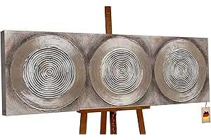 YS -Art Pittura Astratta Acrilica su Tela Balance II dipinta a mano Murale Soggiorno Moderno Decorazione Casa Design Immagine Marrone Grigio Orizzontale Vera Arte 150x50 cm