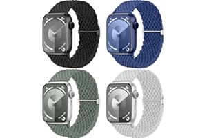 Mastten 4 Pezzi Cinturini Compatible con Cinturino Apple Watch 40mm 41mm 38mm per Donne Uomini, Cinturino Intrecciato Elastico Sportivo Regolabile per iWatch SE2 SE 9 8 7 6 5 4 3 2 1 Ultra