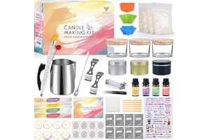 Vorlestour Kerzen Selber Machen Set, 162 Candle Making Kit Zubehör Enthalten 480g Wachs, Wachsschmelztiegel, Kerzentattoos, 8 Farbstoffen, 4 Düften, DIY Gießen Kerzen für Kinder Erwachsene