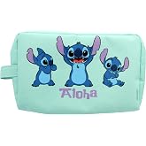 Disney Aloha Stitch Toiletry Bag &ndash; Turquoise Blue &ndash; Medium Size with Side Handle &ndash; Ideal for Travel or Everyday &ndash; Official Li