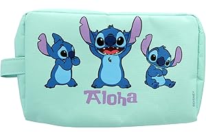 DISNEY Stitch - Trousse de Toilette Aloha Stitch - Trousse de Voyage Format Médium - Enfant, Adolescent, Adulte - Bleu