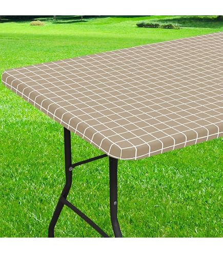 Waschbare Party Tischdecke Outdoor Spandex-Tischdecke Für Rechteckige Tische – 2,4 M, Dehnbar, Waschbar, Weiss – Innen & Außen, 6 Stück
