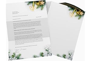 ‎DIRXBUSCHINGER Weihnachtsbriefpapier | Tannenzweige | 100 Blatt weihnachtliches Motivpapier DIN A4 | Briefpapier