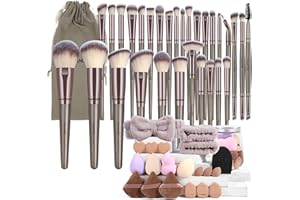 ‎MAANGE MAANGE Pinselset Makeup, 51-teiliges Make-up-Tool-Set, multifunktionales Make up Pinsel Set, Foundation, Puder, Rouge, Concealer, Lidschatten, Make-up-Pinsel (Champagner)