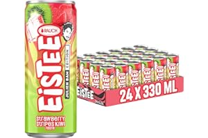 Rauch Eistee Strawberry Stripes Kiwi Taste – Julien Bam Edition – Eistee mit Erdbeer Streifen Kiwi Geschmack (Einweg, 24 x 330 ml)