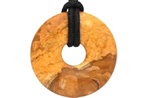 Lebensquelle Plus Ciondolo giallo diaspro gemma ciambella Ø 30 mm, Pietra semipreziosa, Occhio di falco