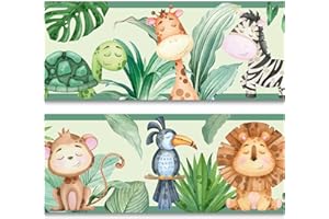 YABADUU Bordo adesivo da parete, 15 cm x 200 cm, per cameretta dei bambini, per bambini, ragazze, ragazzi Y033 (giungla)