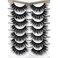 Pooplunch False Eyelashes Fluffy Dramatic 20MM Long Faux Mink Lashes 7 Pairs Pack 8D Luxury Volume Thick Soft Fake Eye Lashes Multipack