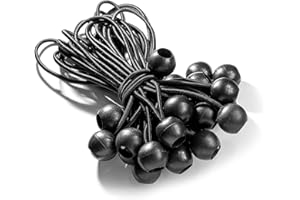 fuxton 25 Professionale Tenditori con sfera (nero 195 mm) per tende, teloni, manifesti. tenditelone, imbracature ad espansione, porta teloni, teloni in gomma, tenditelone in gomma, lacci per tenda.