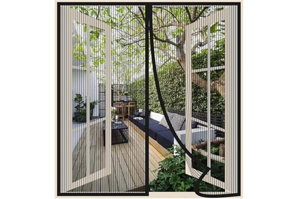 Risareyi Mosquitera Ventana Magnetica 75x110cm, Negro - Cortinas Mosquitera Puerta Magnetica con Imanes, Cierre Automático, Que Entre Aire Fresco