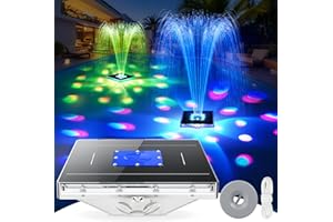 DeeprBling Solar Springbrunnen Pool mit Licht-Show, Solar Wasserfontäne Teich mit 9 Lichtmodi durch Tastensteuerung, Schwimmend Pool Fontäne mit Anker, Schwimmender Springbrunnen für Außen Pool Teich