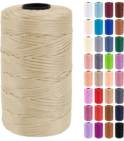 LEREATI Cordino per Borse Uncinetto, Corda Macrame 3mm x 200m Filo Macrame in Poliestere Uncinenetto e Ferri per Abbigliamento, Borse, Tappeti, Fai da Te, Regalo per Maglieria (Caffè Grigio