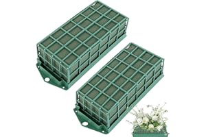 APACALI 2 Pièces Bloc Mousse Florale avec Grille et Support, 30x12x8CM Masses de bouchage pour Les compositions Florales, Mousse de bouchage pour Les Fleurs fraîches