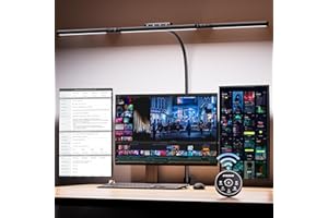 EYOCEAN Schreibtischlampe, Schreibtischlampe mit 3 Lichtquellen, 24W 100cm Tageslichtlampe Schreibtisch mit Fernbedienung, Dimmbare Monitor Lampe, Schwanenhals Büro Tischlampe