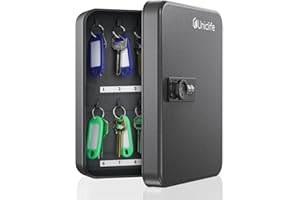 ‎UNICLIFE Uniclife 20 Position Schlüssel Kabinett mit Kombination Lock Resettable Black Digital Security Storage Box Steel Key Organizer mit bunten Schlüsselanhänger Etiketten Aufkleber und Haken