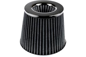 LLWQUANZSS Universal Car Air Filte, High Power Sports Mesh Cone Air Intake Filter for Car Automobile Racing, (Black)