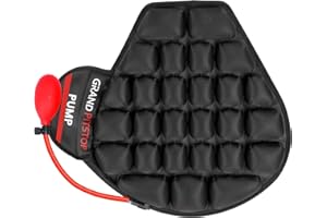 ‎GRAND PITSTOP GRAND PITSTOP Motorcycle Air Seat Cushion with Air Filling Pump, Inflatable Bubble Air Pads with Breathable Mesh Cover & Non-Skid Bottom Compatible for Cruiser Motorcycle