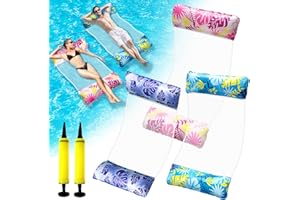 CADOAL 3 Pack Lilo Pool Inflatables, Swimming Floats Water Hammock Pool Toys for Adults, 2 Air Pumps, Cool Mesh, 4 in 1 Relaxing Pool Lounger Chair Seat Mattress for Beach Summer Holiday
