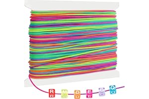 Caianwin 40M Bracelet String 1mm Sturdy Rainbow String Elastic for Bracelet Making, Necklaces, Beading,Clay Beads, Jewelry, Sewing and Crafts