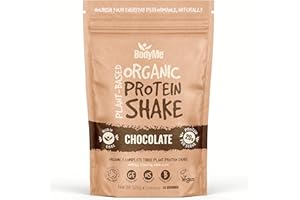 Poudre de protéines végétaliennes organique BodyMe (525 g) Chocolat- 20 g de protéines complètes- nutritionnel à base de plantes,Sans gluten, sans soja, sans lactose, sans édulcorant, riche en fibres