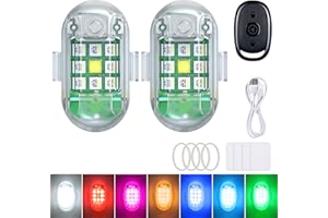 Fxlpower 2Pcs Mini Stroboscope pour Voiture, Gyrophares à LED Sans fil à Haute Luminosité, 7 Couleurs de Lumières LED Anti-collision, Lumières Clignotantes pour Moto, Drone, Vol de Nuit