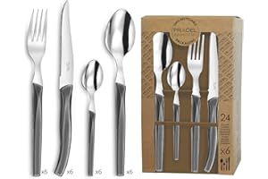 Lou Laguiole Rising Sun - Ménagére 24 pièces, Acier inoxydable, Gris