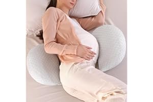 WQU Schwangerschaftskissen, Mutterschaftskissen zum Schlafen, Schwangerschaftskissen, Unterstützung für Rücken, Bauch, Hüfte, Beine für Schwangere Frauen, abnehmbar und verstellbar mit Kissenbezug