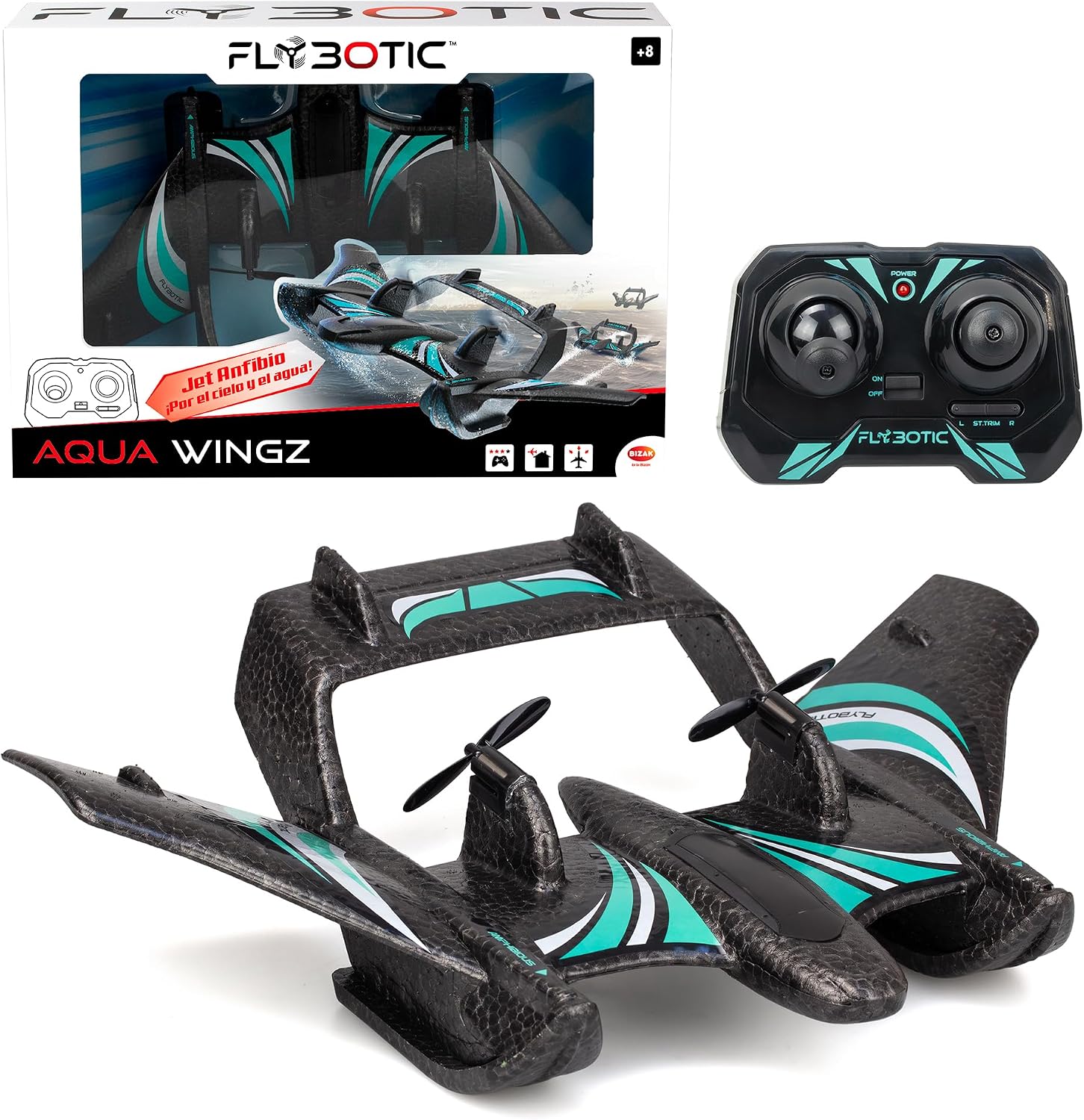 Bizak Aqua Wingz Avión RC con Luces LED, Despegue en Agua o Tierra, Espuma EPP Resistente, +10 años, (62004498)