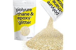 HEMWAY Purpurina para resina cristales metálicos dorados champán para manualidades con epoxi copos finos vasos cera derretida 100 g/3,5 oz