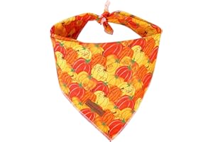 Unique style paws 1PCS Halloween Hundebandanas Waschbarer Baumwollquadrat-Latz, Verstellbarer Hundetuch für kleine mittelgroße Hunde und Katzen-Kürbis-L